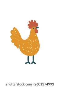 Cute cartoon hen character in kids style