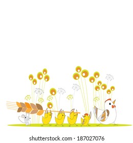 Cute cartoon Hen and  Chickens