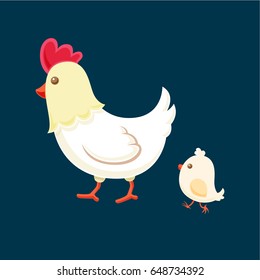 Cute cartoon hen icon. Vector illustration