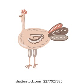 Cute cartoon hen. Vector illustration. Isolated on white background. Farm animal.