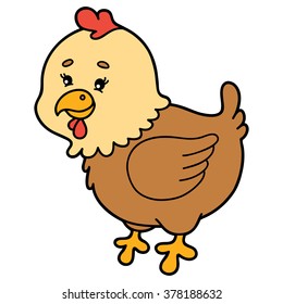 Cute cartoon hen . Vector illustration of cute cartoon hen character for children and scrap book