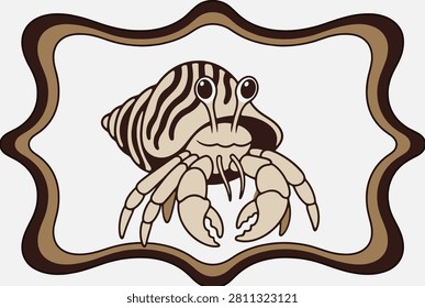 Cute cartoon hermit crab