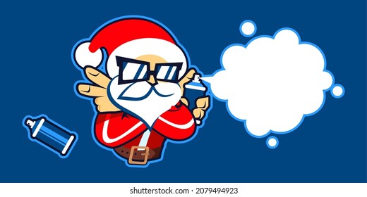 Cute Cartoon Hiphop Urban Style Santa Claus Spraying Graffity Vector Illustration Art Template