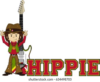 Cute Cartoon Hippie