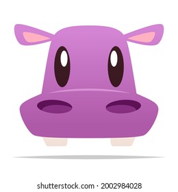 Dibujo corto de hippo facial vector gráfico aislado