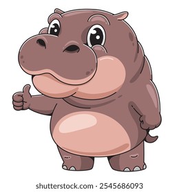 Desenho Animado Hippo Dando Polegar