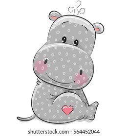 Cute Cartoon Hippo isolated on a white background