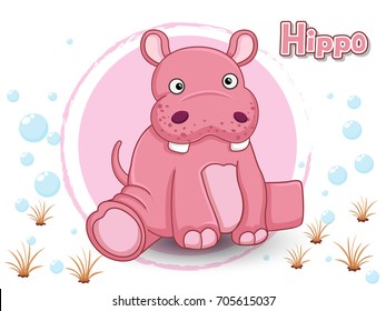 Cute Cartoon Hippo on a color background vector