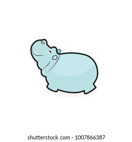 Cute Cartoon Hippo on a white background