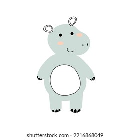 Cute cartoon hippo. Hippo on a white background. Vector illustration for design and print. EPS