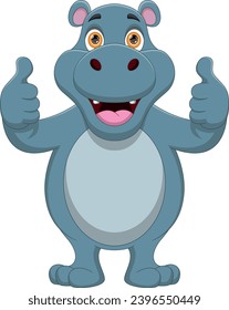 cute cartoon hippo thumbs up