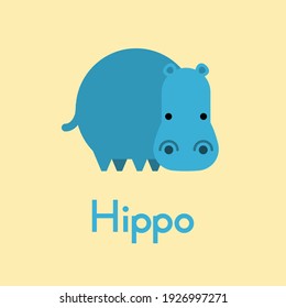 Cute cartoon hippo. Vector illustration.