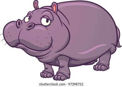 Cute cartoon hippo. Vector illustration with simple gradients. All in a single layer.