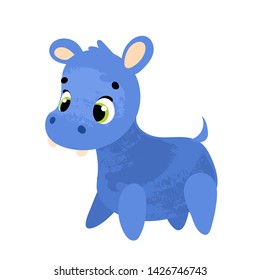 Cute cartoon hippopotamus. Vector illustration in children's style, for children's books, posters, stickers or room decor