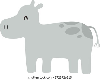 Cute Cartoon hippopotamus, Vector illustration hippopotamus on a white background. Drawing for children