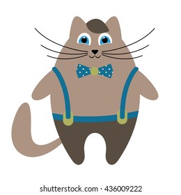 Cute cartoon  hipster cat