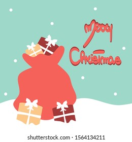 cute cartoon holidays vector hand drawn lettering merry christmas card 