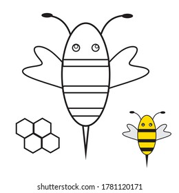 Cute cartoon honey bee. Simple and cute outline icon.