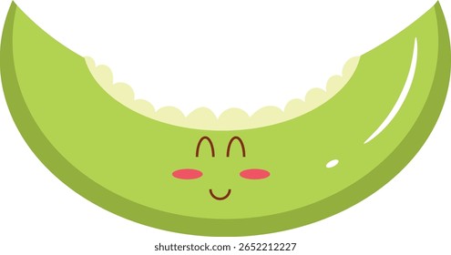 Fatia de melão de melão de melão de desenho animado com ilustração de rosto feliz	
