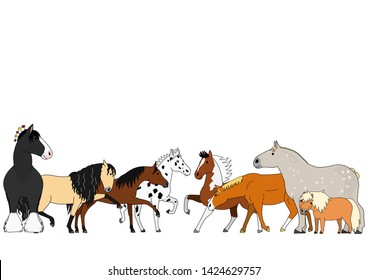 cute cartoon horse breed group