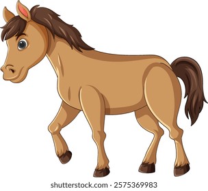 A cute cartoon horse with a friendly expression