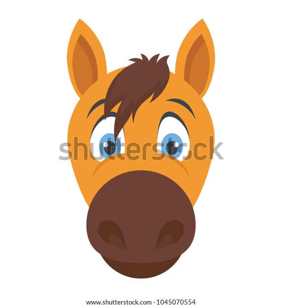 Cute Cartoon Horse Head Stock Vector Royalty Free 1045070554