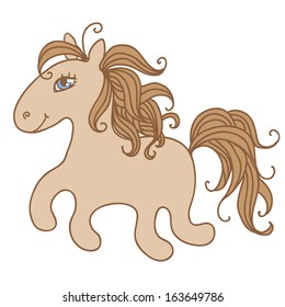 Cute cartoon horse on a white background