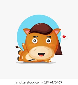 Cute cartoon horse relaxing vector design