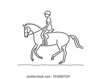 Cute cartoon horse and rider. Hand drawn doodle vector illustration