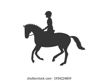 Cute cartoon horse and rider. Hand drawn doodle vector silhouette