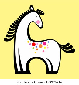 Cute cartoon horse. Vector illustration 
