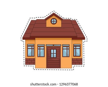 cute cartoon house. Colorful house. Cartoon house stickers