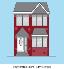  Cute cartoon house facade. Simple colorful house in flat style, vector illustration.