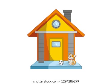 cute cartoon house illustration isolated on a white background, cartoon house