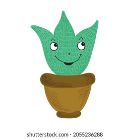 Cute cartoon house plant. Vector illustration