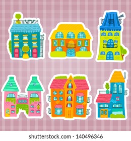 Cute cartoon house set. Vector illustration.