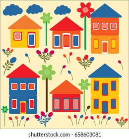 cute cartoon house vector
