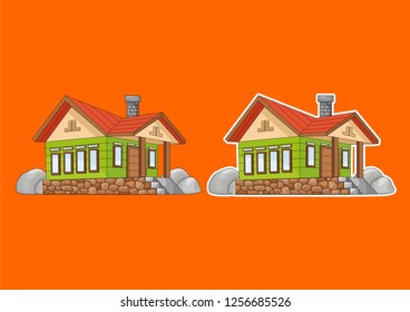 cute cartoon house vector, cute house stickers, vector house