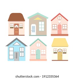 Cute cartoon houses. Vector illustration