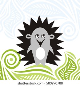 Cute cartoon hrdgehog. Vector illustration.