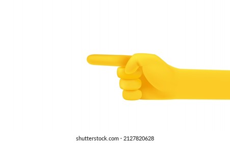 Cute cartoon human hand pointer. 3d vector banner with copy space