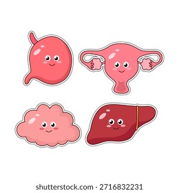 Cute cartoon human internal organs collection