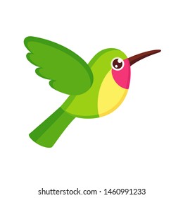 Dibujo de colibrí. Pequeño colibri verde, aislado gráfico vectorial.