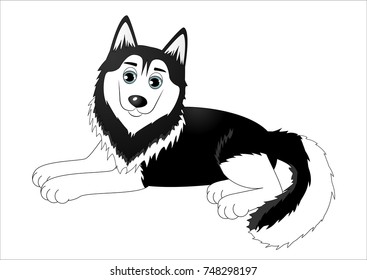 Cute Cartoon Husky Stock Vector (Royalty Free) 748298197