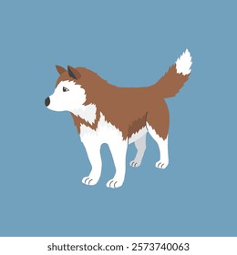 Cute Cartoon Husky Dog. Arctic, Polar animal. Creature image icon. Vector Illustration.