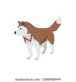 Cute Cartoon Husky Dog. Arctic, Polar animal. Creature image icon. Vector Illustration.