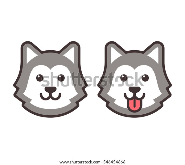 cute cartoon husky dog head icons stock vector royalty free 546454666 https www shutterstock com image vector cute cartoon husky dog head icons 546454666