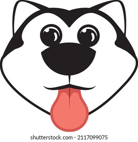 Cuto caricatura Husky Icon Head 