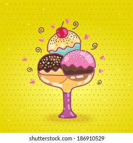 Cute cartoon ice cream