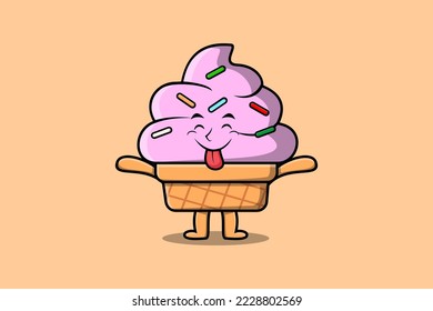 Cute cartoon Ice cream character with flashy expression in modern cute style illustration